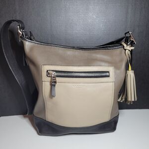 Coach Legacy Colorblock Tan Brown Black Large Adjustable Tote Shoulder Bag 19995